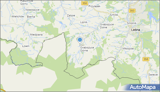 mapa Grabiszyce Górne, Grabiszyce Górne na mapie Targeo